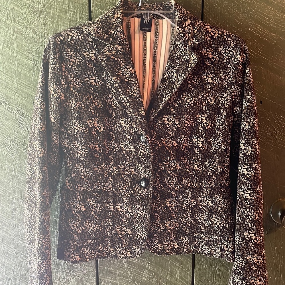 Gap corduroy floral long sleeve blazer jacket
